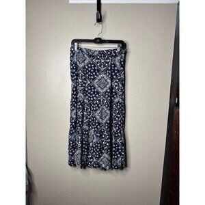 T Tahari Women's Blue Skirt Size M‎ maxi skirt floral elastic waist pull on